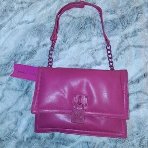 Betsey Johnson Pink Shoulder Bag with Chain Strap Lock And Key
